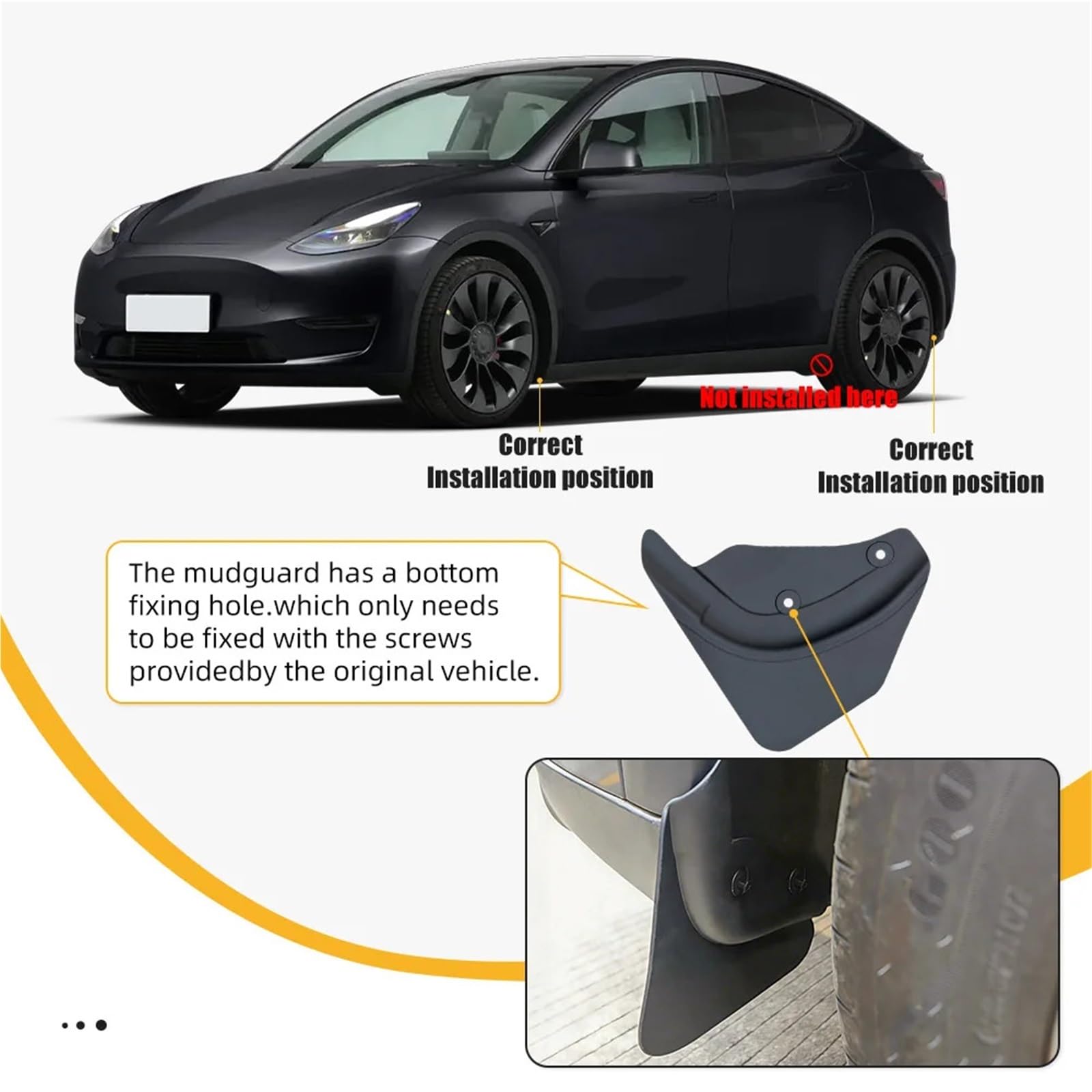 bavettes de voiture Garde-boue souple pour roues avant et arrière, sans perçage, Convient pour Tesla Model Y 2025 – 2026