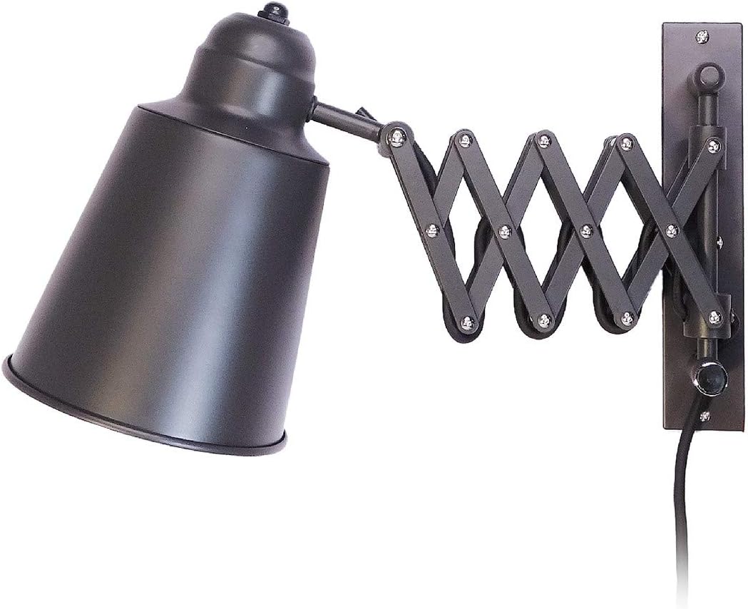 Modernluci LED Wall Lamp Industrial Swing Arm Adjustable Light Fixtures Extendable Accordion Plug in Dark Grey W0003BKGY