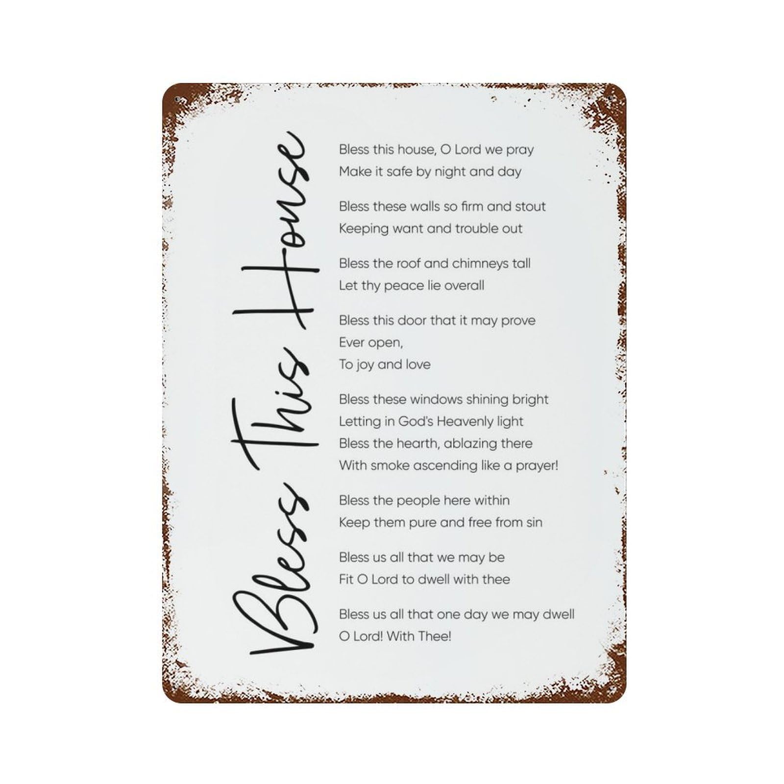 xiaoxiaoshen Bless This House, House Blessing, Sign, Poem, Song, Prayer, Bible Wall Decor Art Metal Tin Poster Modern Home Decor Art Home Bar Shop Decorations Vintage Sign 40x30cm