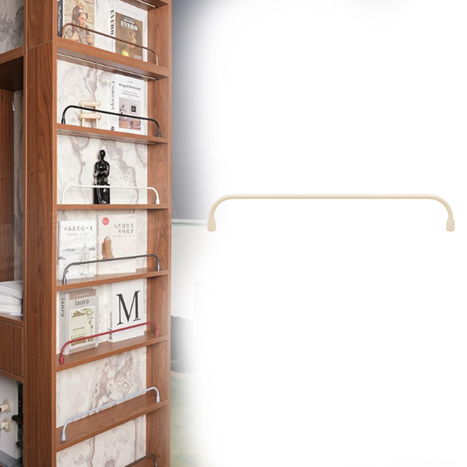 Minglez White/B Gallery Rail For Shelves Gallery Shelf Rail For Bookshelves/Bookcase, Customizable Tipping Rail Bar Set For Kitchen Cabinet Shelves, /Gold Shelf Rails For Shelves(,5Inch/13Cm)