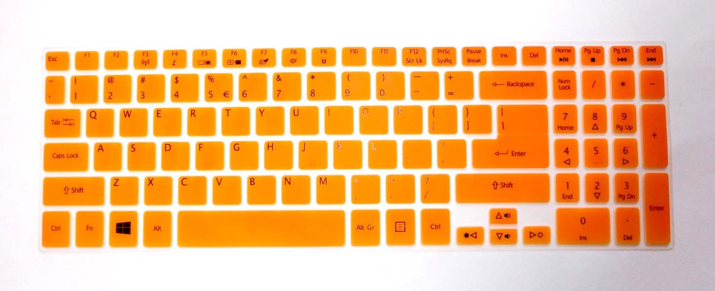 BingoBuy Semi-Orange Backlit Ultra Thin Silicone Keyboard Protector Skin Cover for Acer Aspire V5-552 V5-552G V5-552P V5-552PG V5-572P V5-573P V5-573PG V7-582P V7-582PG series(if your "enter" key looks like "7", our skin can't fit) with BingoBuy Card Case for Credit, Bank, ID Card