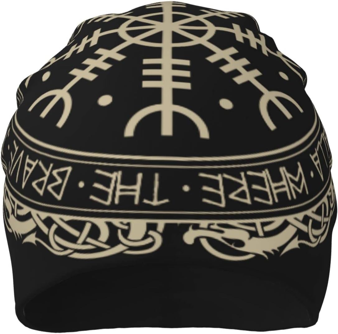 Men Vikings Beanie Caps,Norse Rune Skull Cap Knit Hat Slouchy Cap Autumn Summer Casual Beanies Hat - Image 3