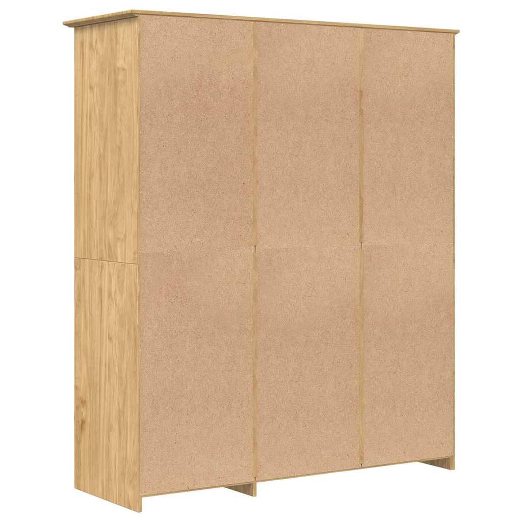 BODO Szafa na ubrania w kolorze miodowo-brązowym z materiału drewnopochodnego z 3 drzwiami, 146 x 53,5 x 173 cm, nie zajmuje dużo miejsca, do sypialni, pokoju dziecięcego i korytarza, miejsce