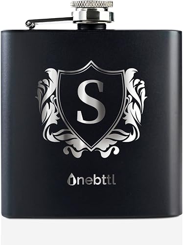 Onebttl Frascos para licor con iniciales, frasco de cadera de acero inoxidable con monograma de 6 onzas para hombres y mujeres, divertido regalo