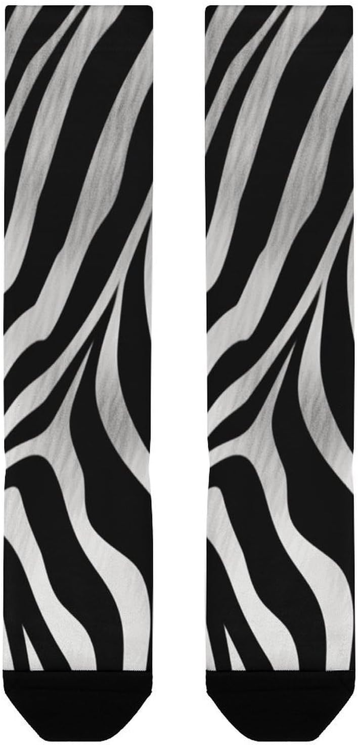 Zebra Print Knee High Soccer Socks Moisture Wicking