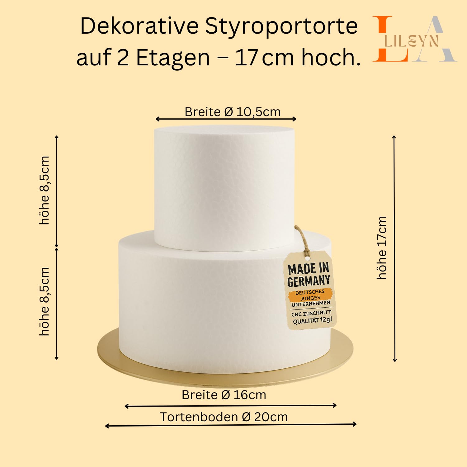 Styropor Torte - 2 Etagen - DIY Bastelbox Set - Besteht aus 15 Einzelteilen – Gestalten Sie Ihr individuelles Geschenk –