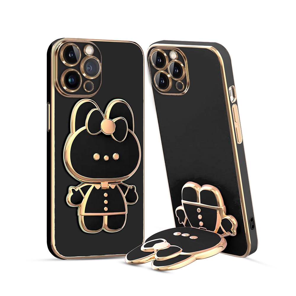 KARWAN Silicone ? 6D Cat Back Case and Cover with Stand Compatible for iPhone 14 Pro Max | Stand and Mirror | Camera Protection | Electroplated | Folding Stand - Black (B0CCNLXPW5) Amazon Price History, Amazon Price Tracker