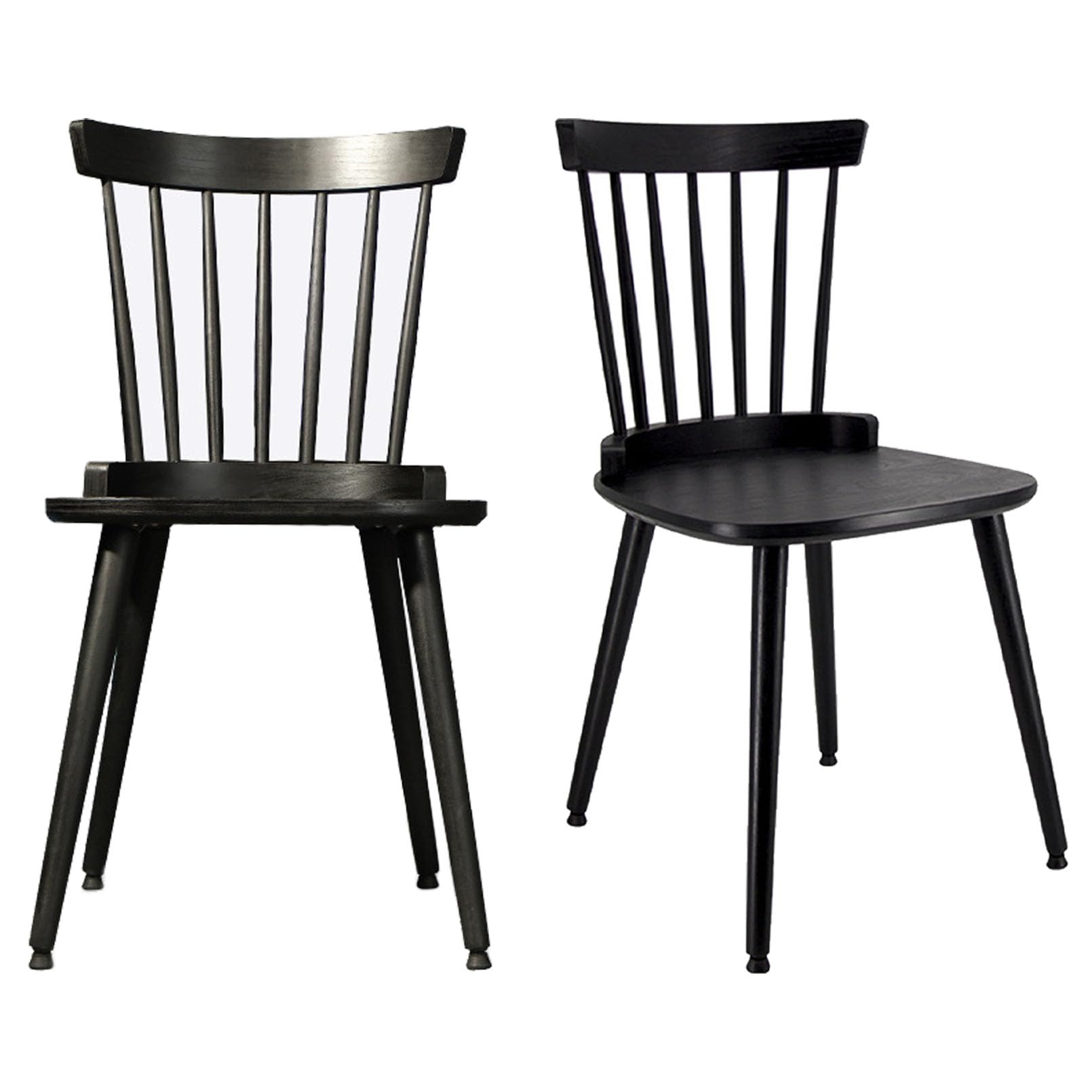 Chaises de salle à manger noires lot de 2 en bois massif pour intérieur