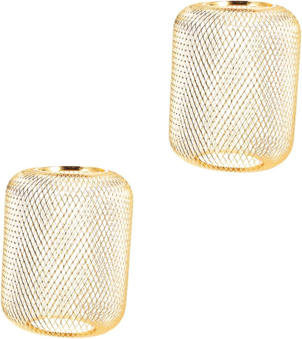 DOITOOL 2pcs Ceiling Light Shade Mesh Design Industrial Style Metal Lampshade for Entryway Kitchen Bathroom Bedroom Nursery Office and Restaurant Decor Easy to Install Iron Construction