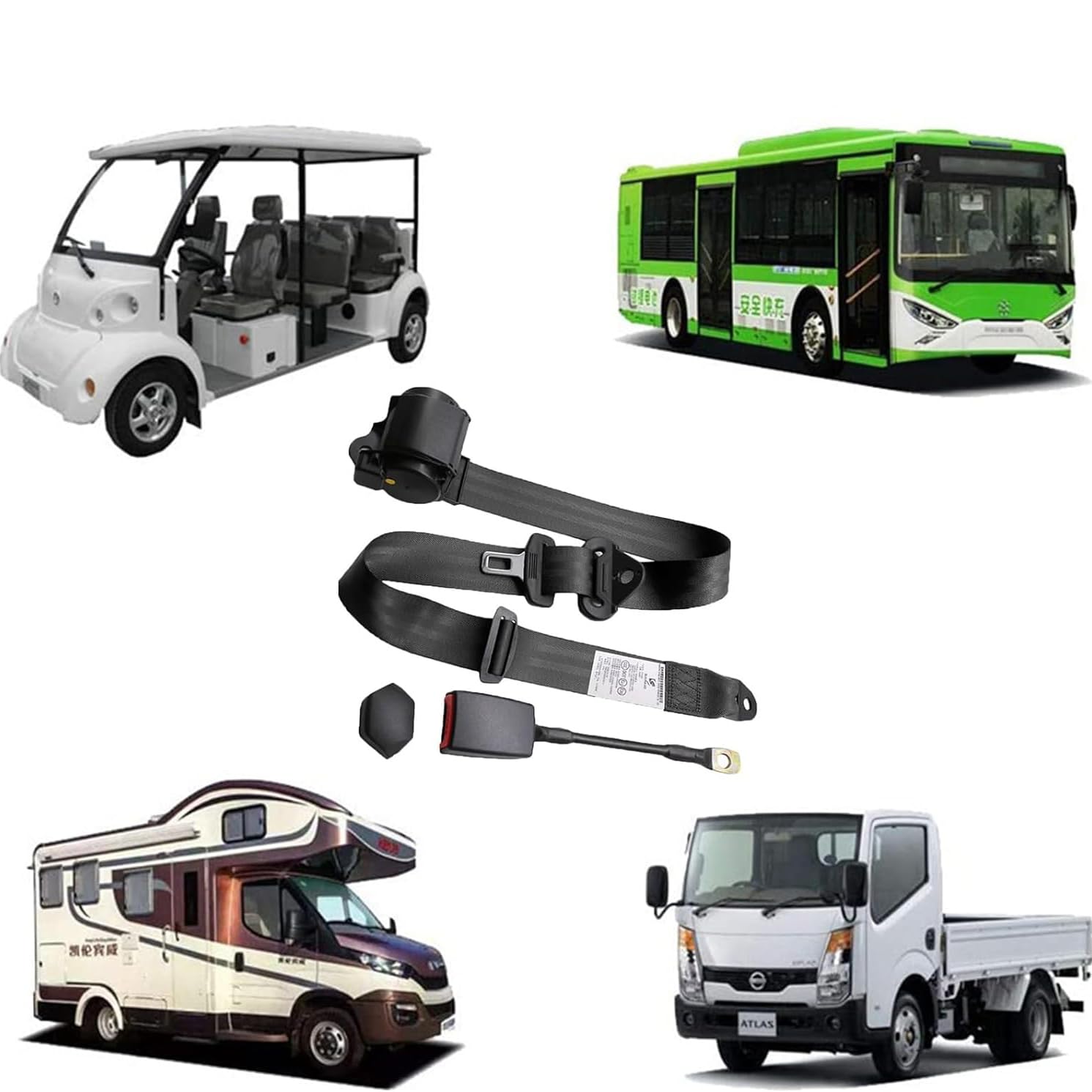 Generic Cinturón Universal Ajustable y Extensible de 3Pt, Compatible con la mayoría de los carros de Golf, Utvs, VR y Camiones,Azul
