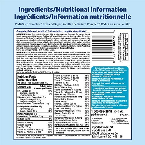 PediaSure Complete Reduced Sugar, 33% Less Sugar, Nutritional Supplement, 4 X 235 ml, Vanilla, 940 ml - 3