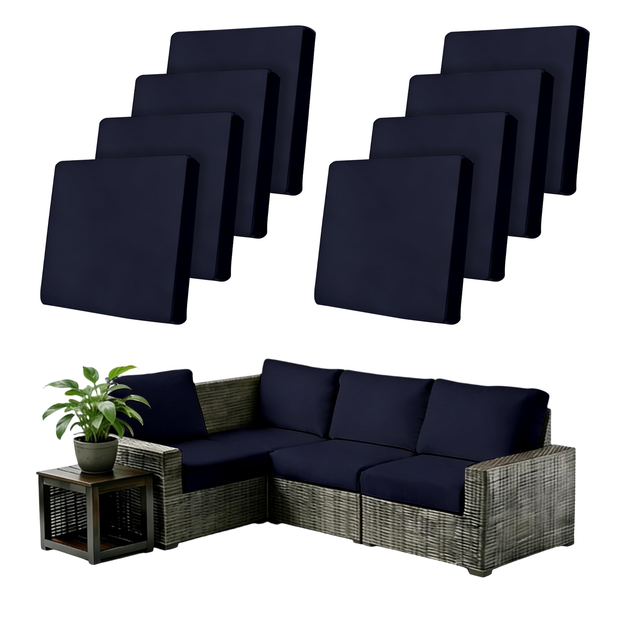 8Pcs Outdoor Cushion Covers Stretch Patio Cushion Cover Sofa Cushion Cover
