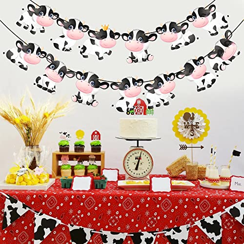 2Pcs Cow Print Banner Garland Decorations Cow Birthday Party Decorations Farm Cow Print Party Supplies Cow Birthday Banner Decorations For Kids Farm Animal Theme Birthday Party Decorations Supplies #TOP5
