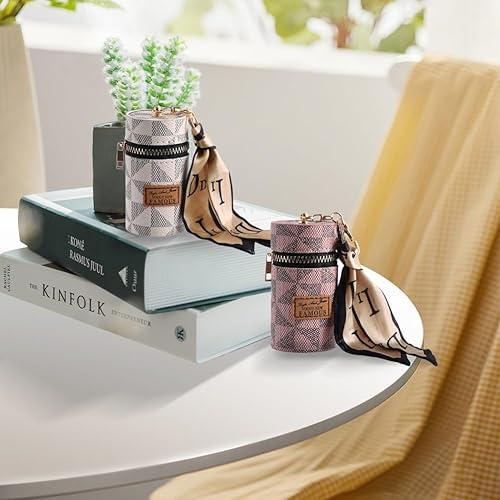 Miniatura 7 de Organizador de lápiz labial de cuero a la moda, bolsa portátil para lápiz labial con cremallera de aleación para brillo de labios, bolso, mini