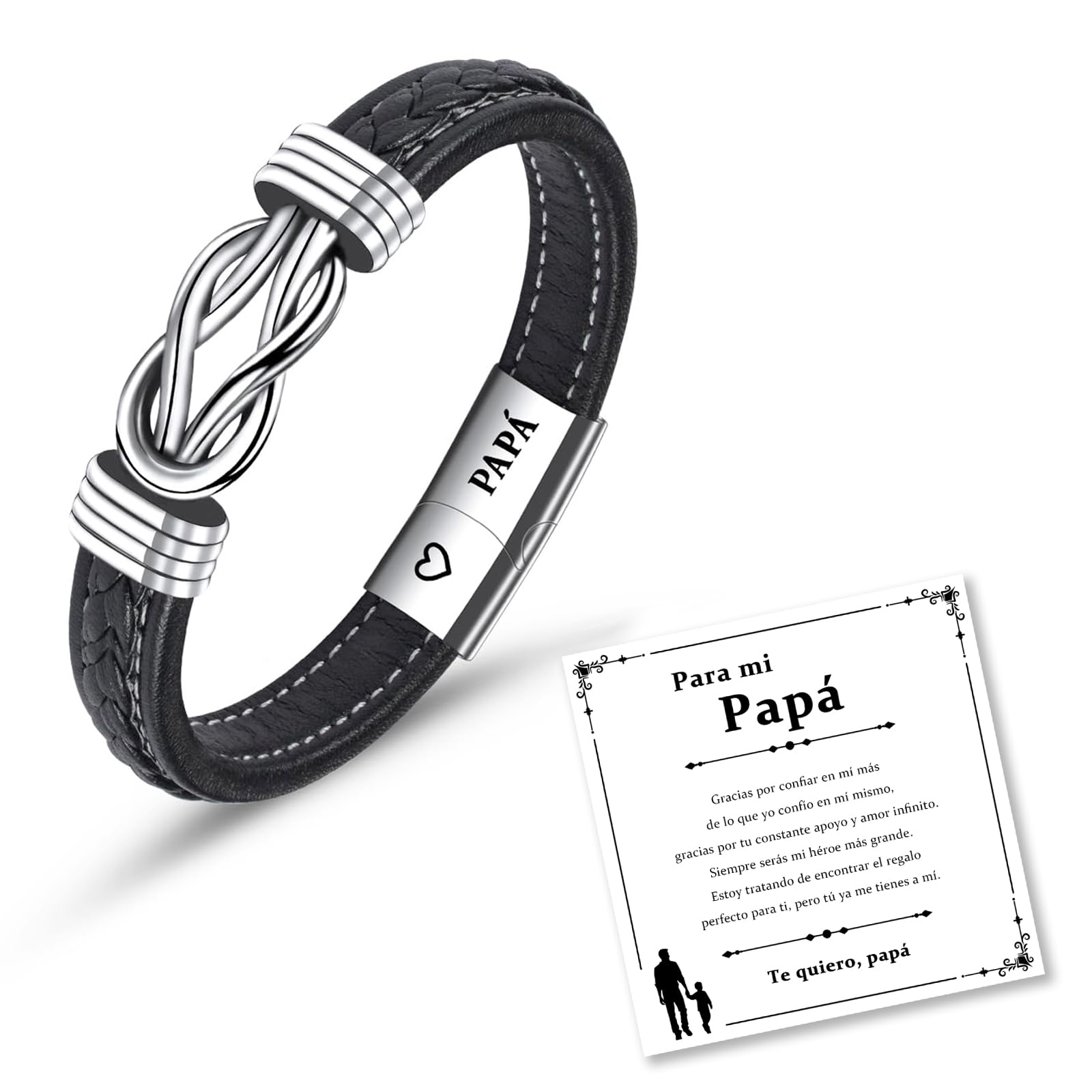 CheersLife Dia Del Padre Regalos Papá Pulsera Hombre Regalos Para Hombre Pulsera Hombre Personalizada Regalo Padre Regalo Hombre Cumpleanos Regalo Padre Cumpleaños Pulsera Cuero Hombre