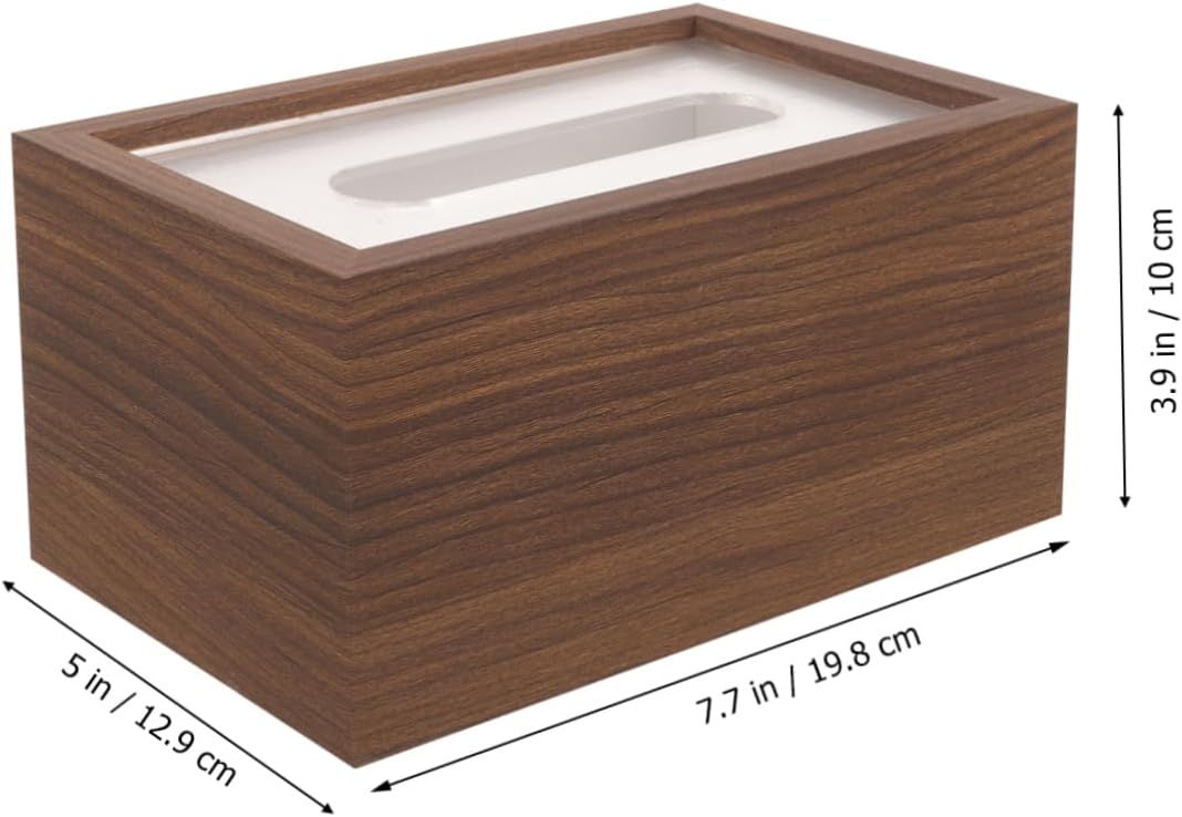 ULTECHNOVO Wooden Tissue Box Holder with Lid 197x127x94MM Walnut Grain Design Suitable for Home and Baby Use Rustic Napkin Dispenser for Living Room and Bathroom