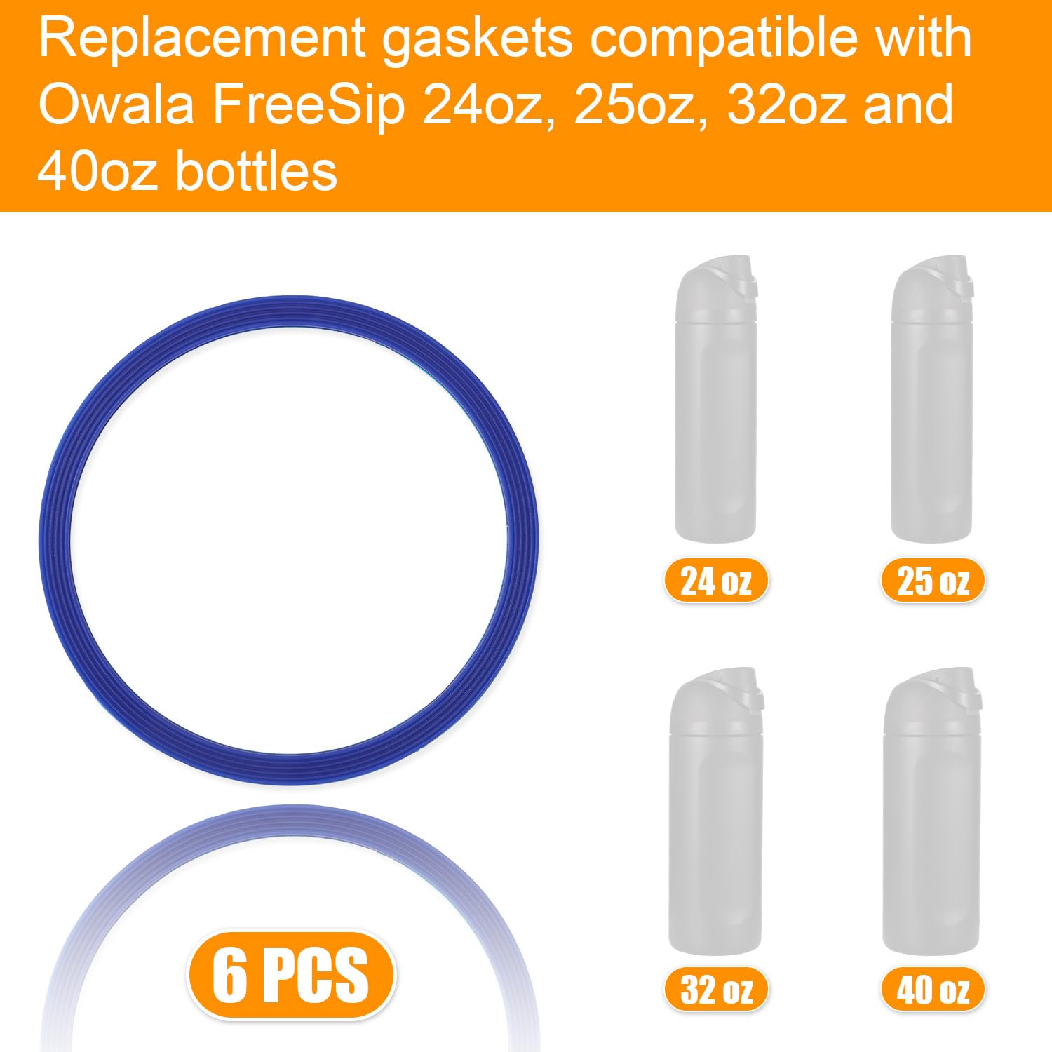 BOXOB 6pcs Water Bottle Sealing Ring Replacement for Owala FreeSip Silicone Lid Seal O Ring Gaskets Water Bottle Replacement Parts Accessories for Owala Cup 24/25/32/40 oz (Dark Blue) - Image 3