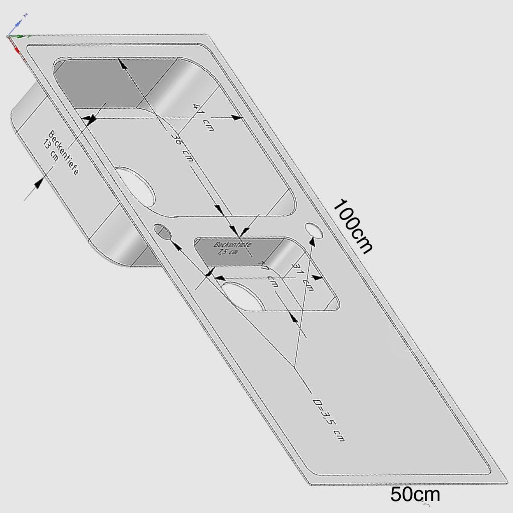 Évier de cuisine en acier inoxydable 100 x 50 cm – Double évier 1,5 bac – Avec égouttoir et siphon – Avec trou pour robinet