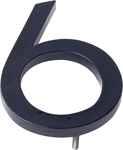 Montague Metal Products MHN-06-F-NY1-6 Números flotantes modernos de aluminio cepillado sólido, 6 pulgadas, azul marino recubierto de polvo disponible en Yaxa Peru