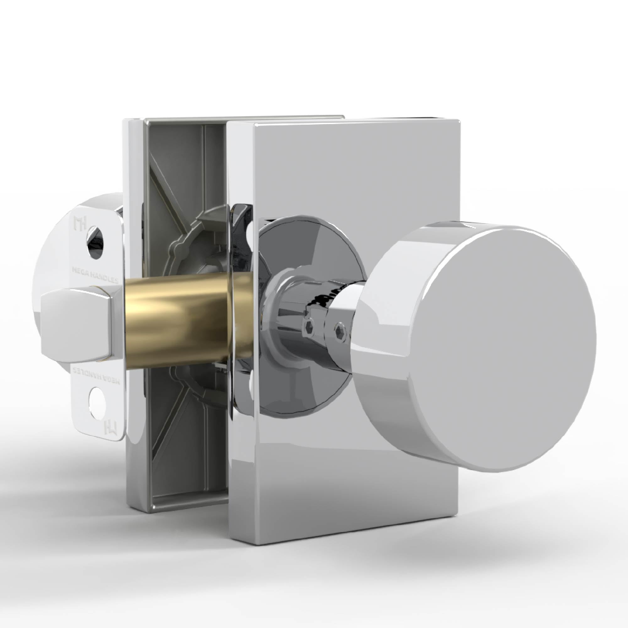 Gold Privacy Door Knobs with Lock - Mega Handles -13