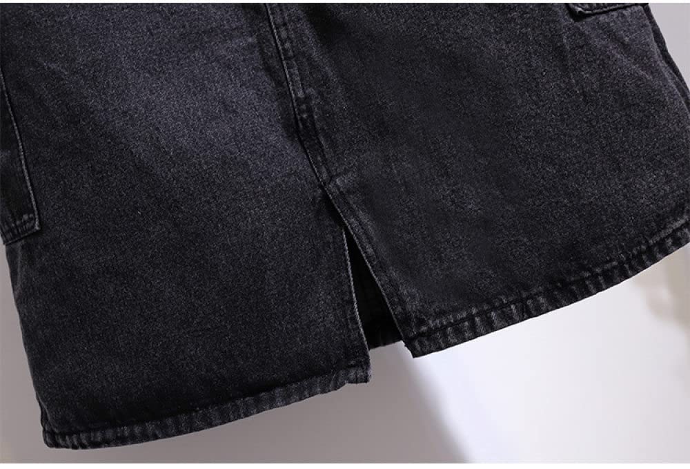 Gonne da Donna,Gonna Midi da Donna Nera Gonna in Denim Carico con Spacco Elastico A Vita Alta con Tasca Plus Size A-Line Gonne Lunghe Diritte Casual per Ragazze Signore,XL