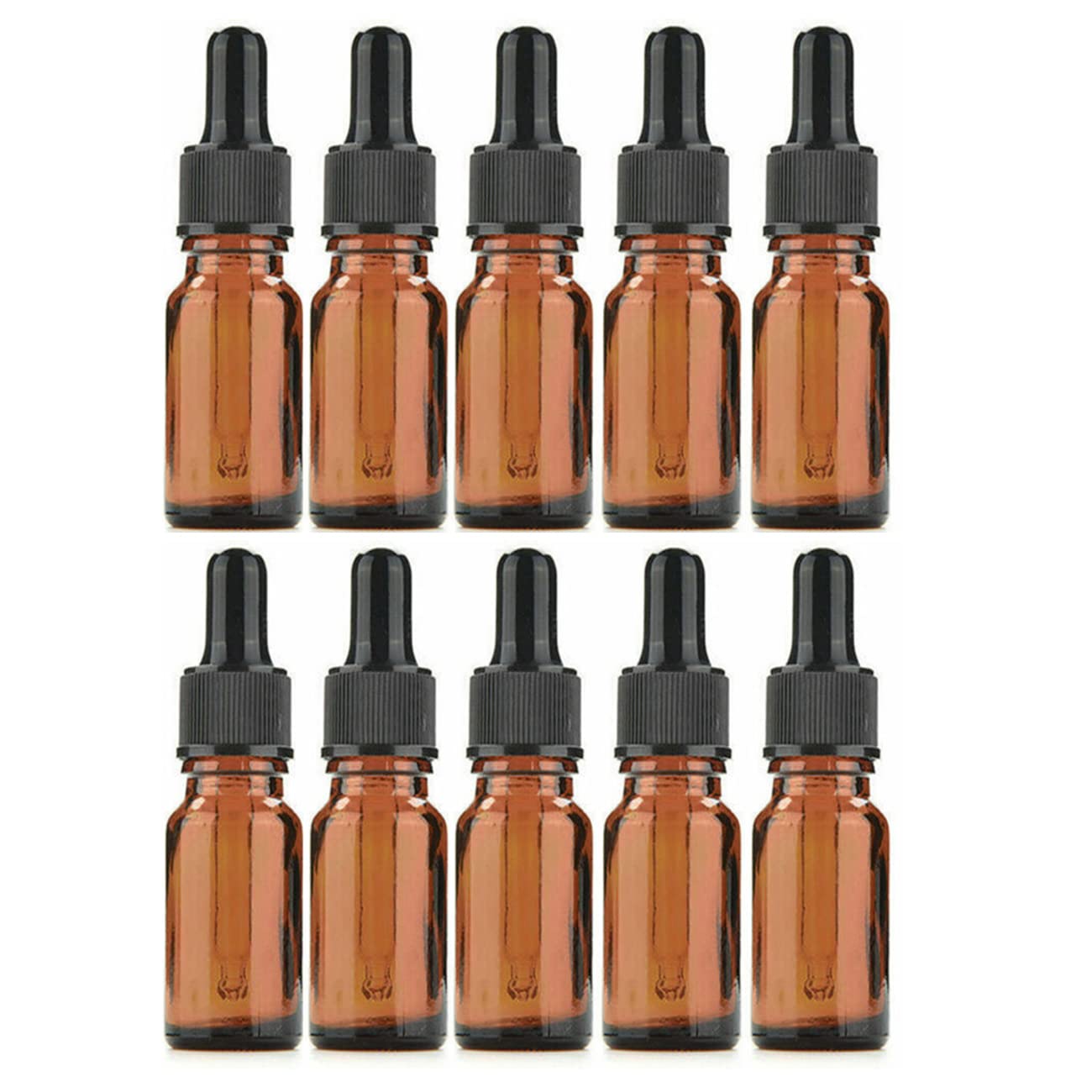 10Pcs Amber Glass Dropper Bottles With Black Caps, 5ML Glass Eye Dropper Bottles for Essential Oil Pipette Refillable