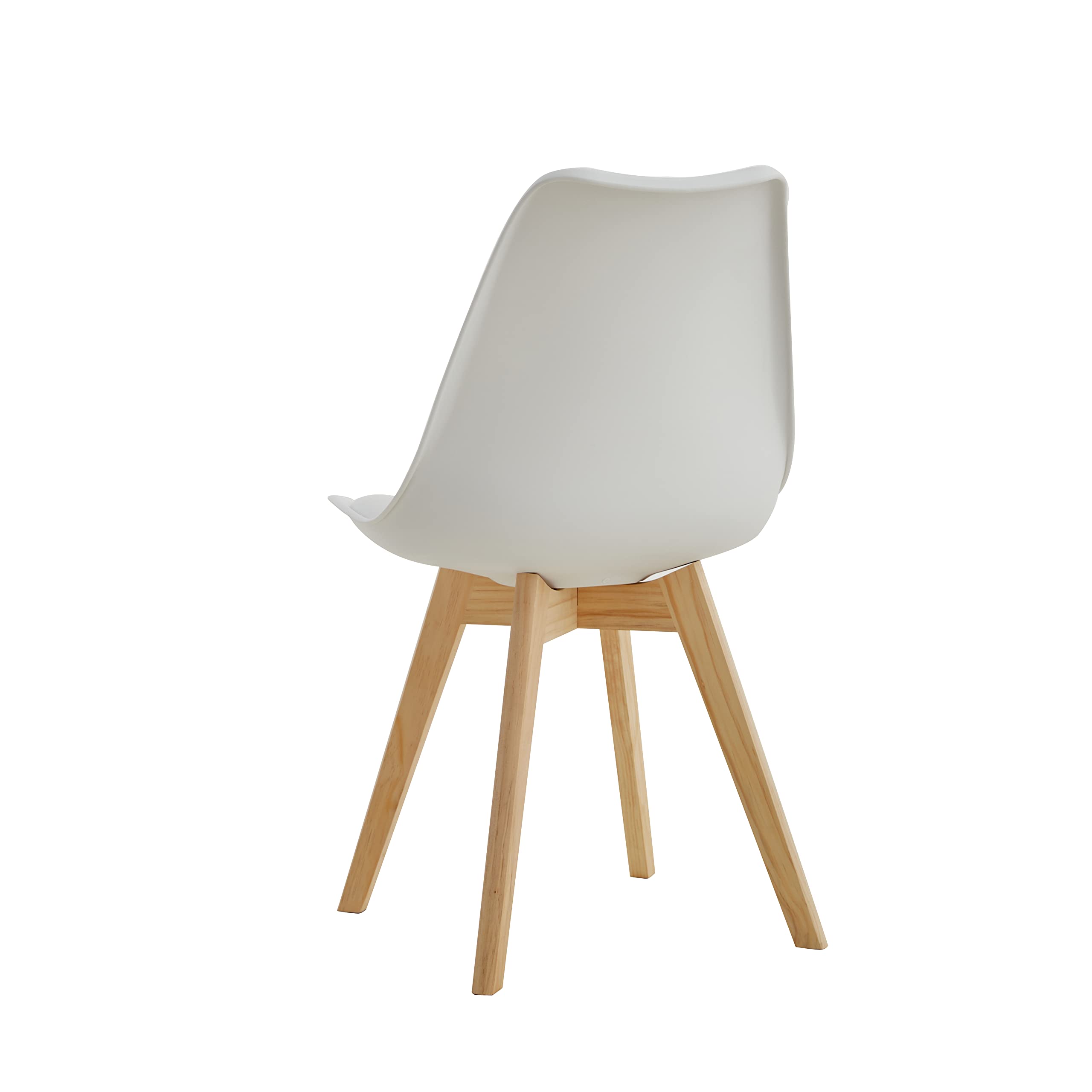GrandCA HOME Pack de 6 Sillas de Comedor, Silla de Cocina con Patas de Madera de Pino, Sillas Tapizadas para Comedor, Sala y Cocina, Blanco