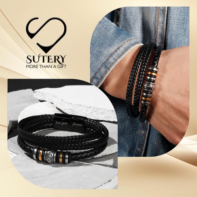 To My Brother Bracelet from Sister, Braided Leather & Stainless Steel Jewelry with Message Card and Gift Box, Perfect for Birthday, Christmas Gifts