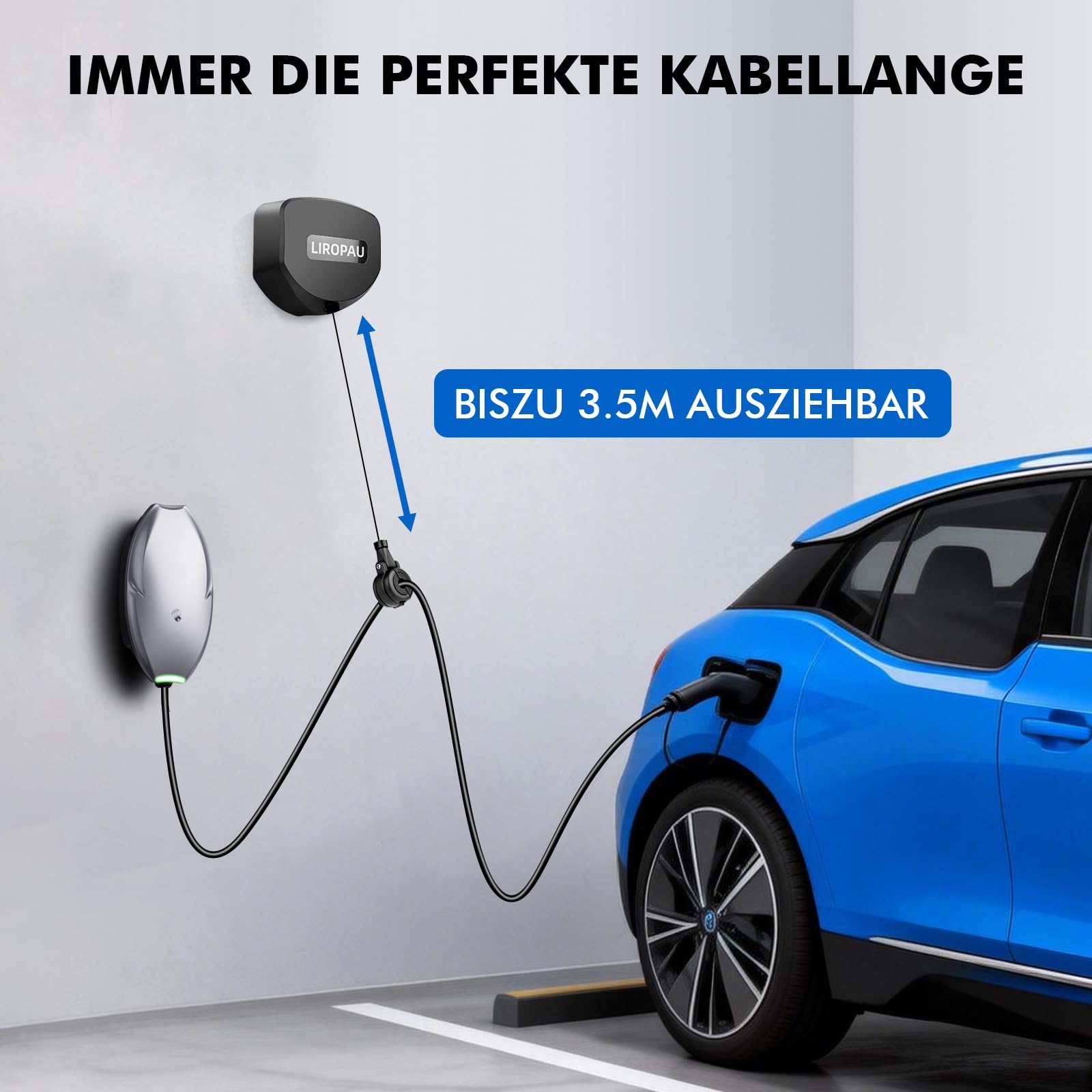 Automatisch Einziehbare Wallbox Kabelhalterung Automatischer Kabelaufroller | für Ladekabel von Elektrofahrzeugen, Halterung Ladekabel Typ 2 Type 1 Wandhalterung (Wall-mounted)