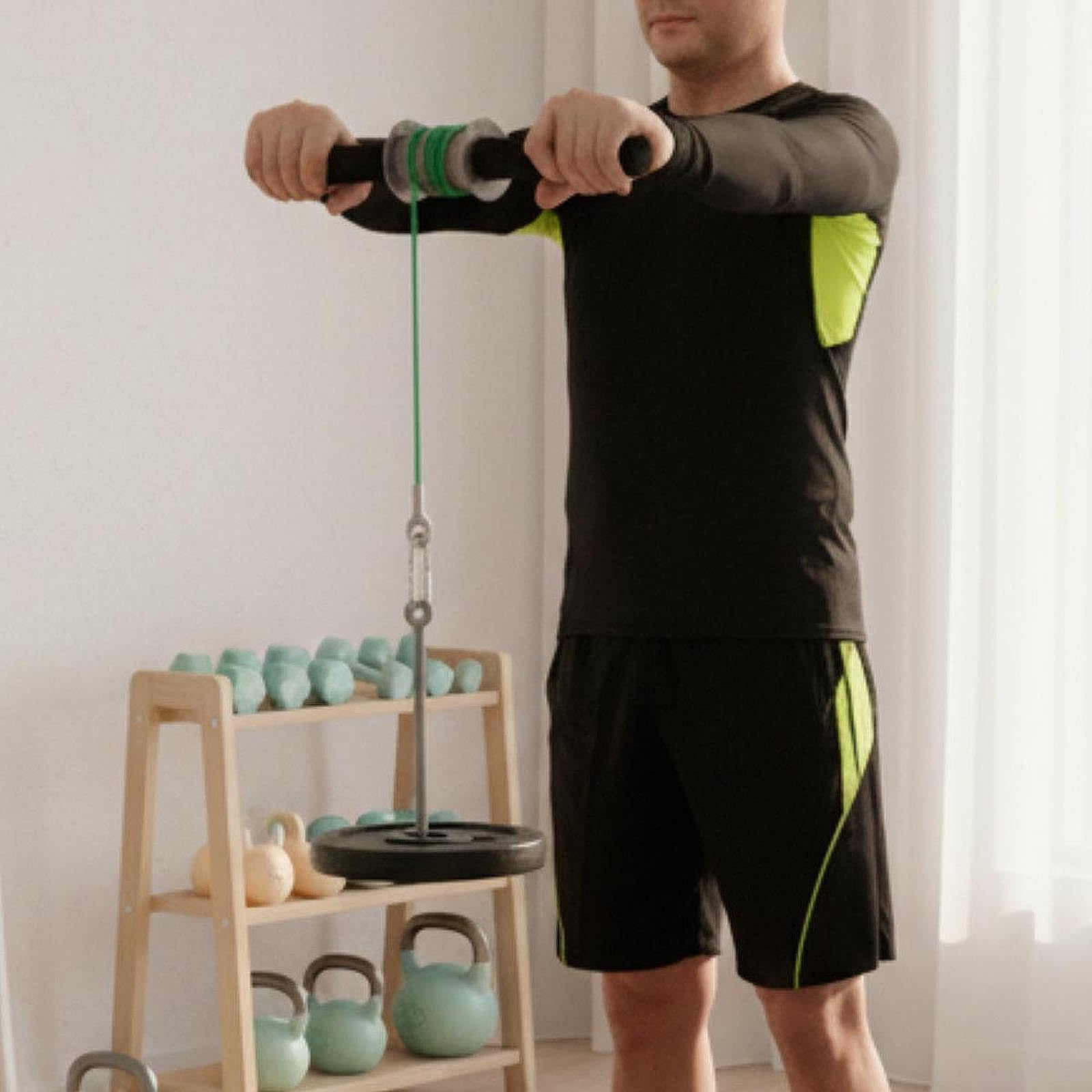 Rullo Polsi E Avambracci Attrezzo Rullo Avambraccio Rafforzatore Presa Allenatore Polso Fune Resistente alle Sollecitazioni E Maniglie Antiscivolo ADA