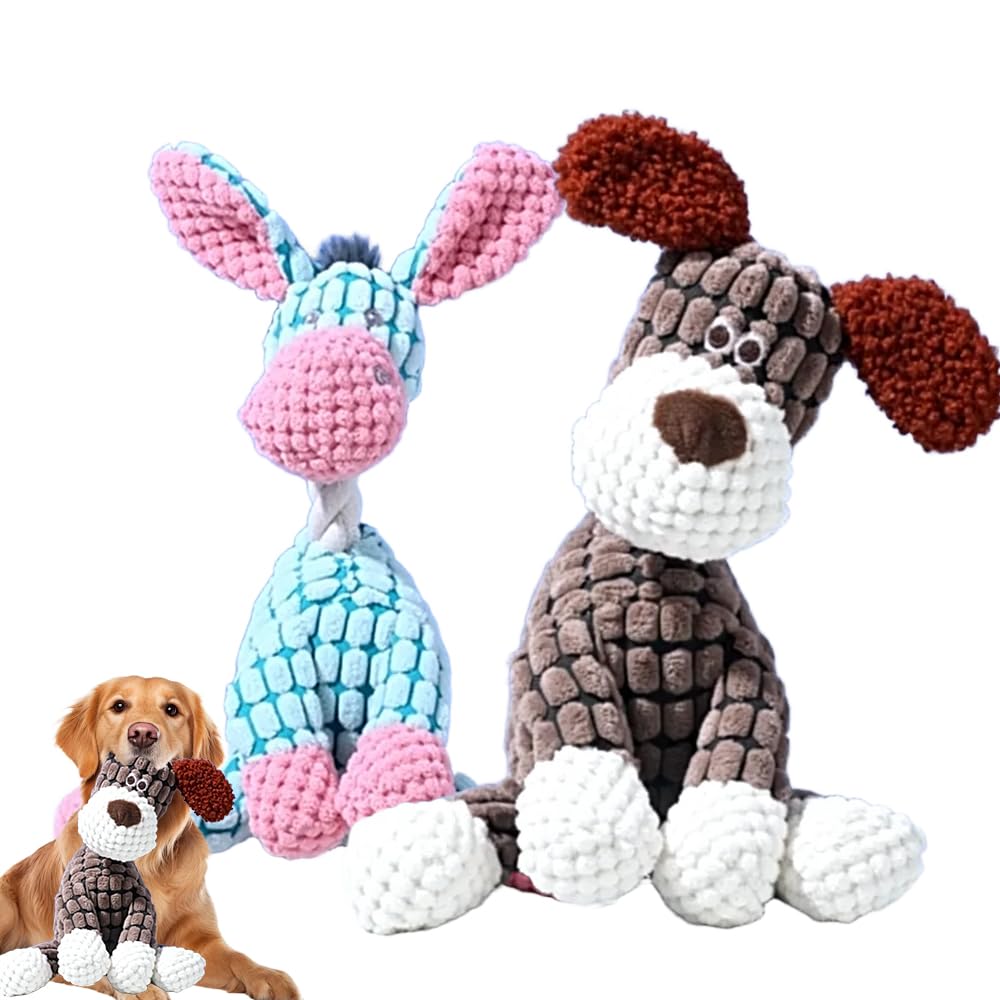 Indestructible Dog Toy, 2026 New Durable Plush Dog Toys for Aggressive Chewers, Squeaky Chew Toy for Small Medium Large Dogs Puppy Teething Toys (B+B)