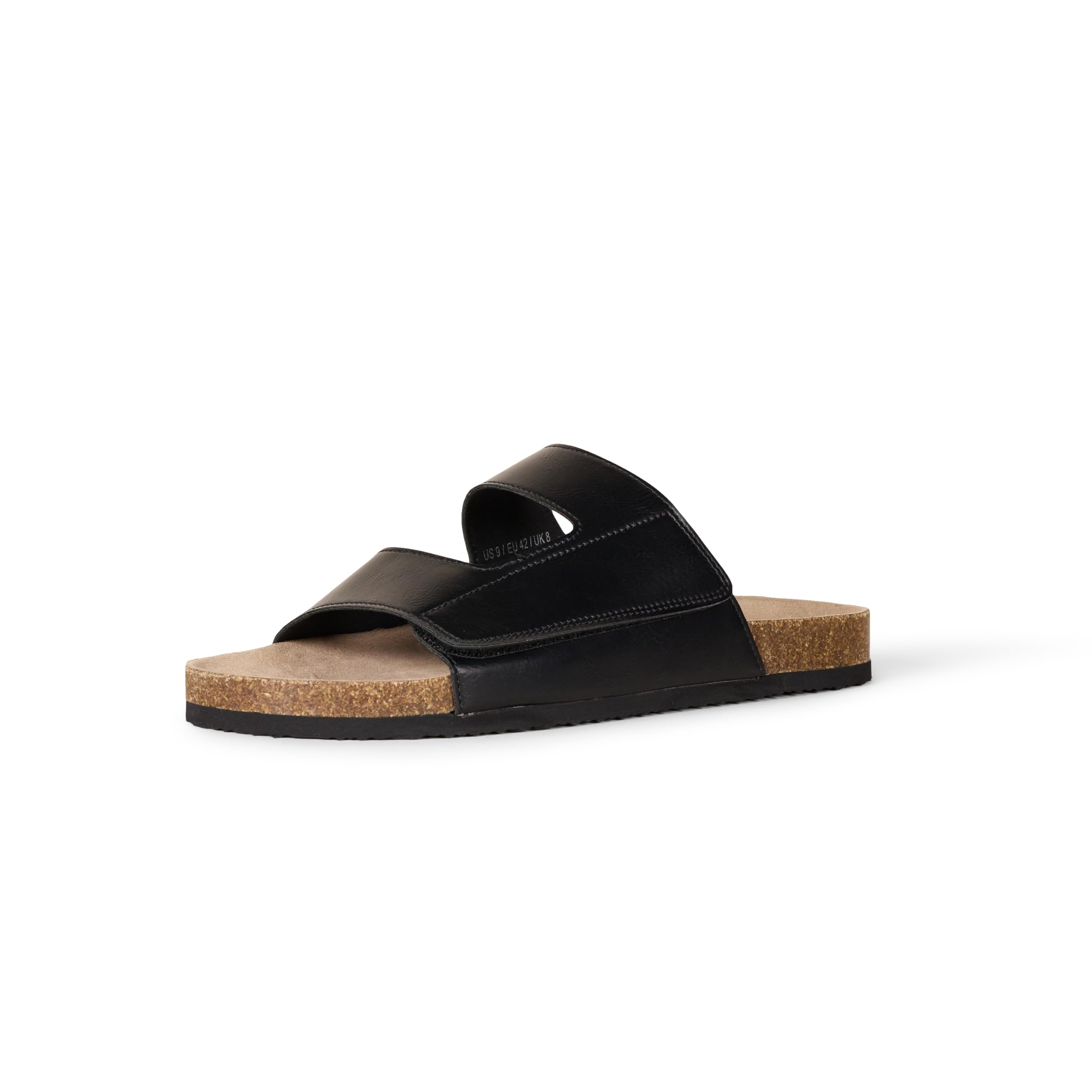 Amazon Essentials Men's Adjustable Faux Cork Slide Sandals, Black, 12