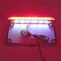 Vista 6 de HTTMT - Para motocicleta universal de 7 pulgadas x 4 pulgadas, soporte de placa de matrícula plana con barra LED de 6 pulgadas cromado