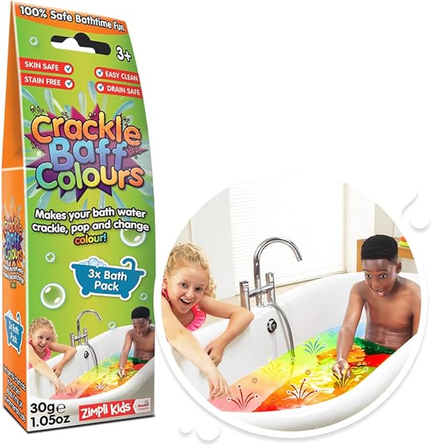 Crackle Baff Bath Toy from Zimpli Kids, 3 Bath Pack, Magically makes your water Crackle, Pop & Change Colour, Stocking Filler for Children, Xmas Gift, Pack of 3