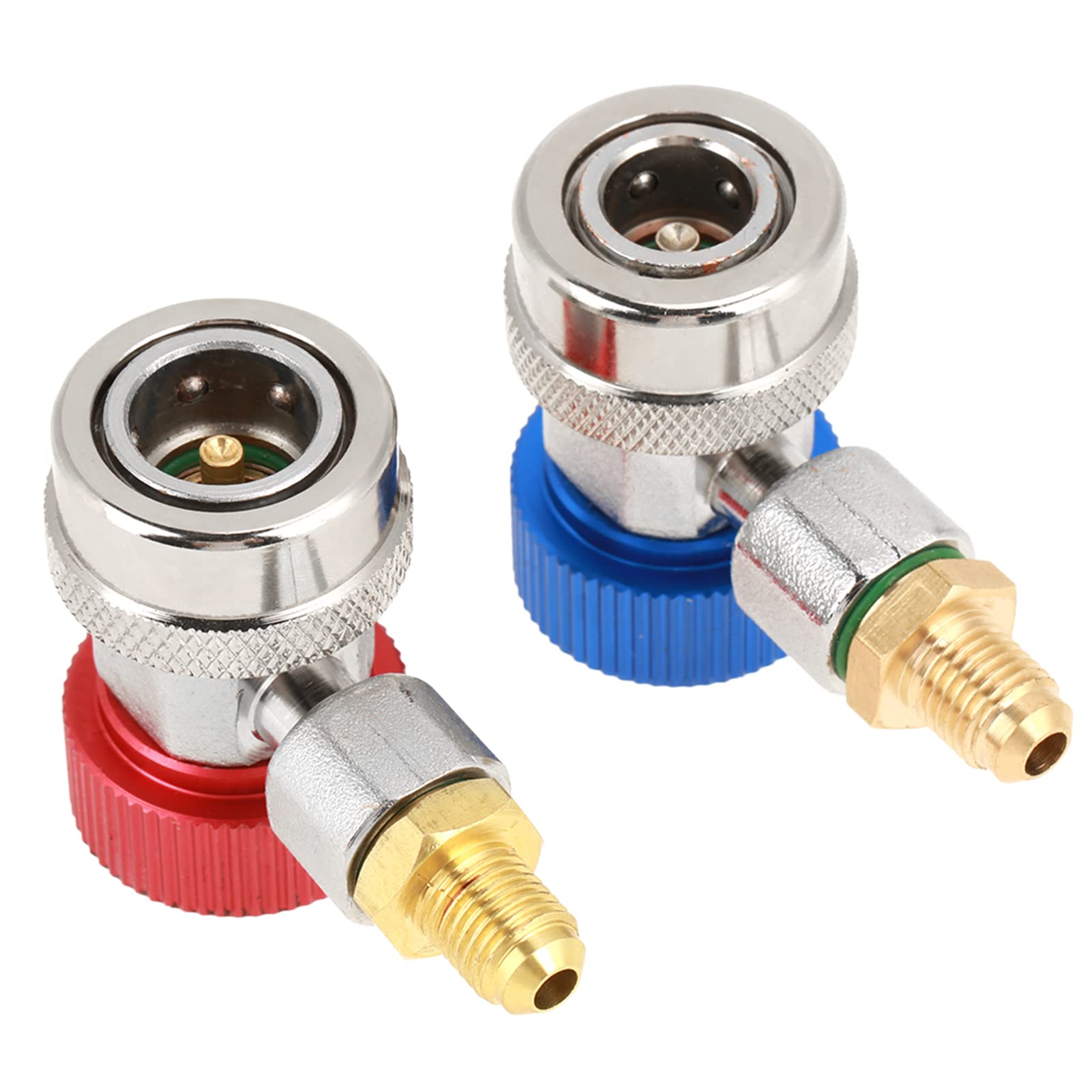 Connecteur à Coupleur Rapide, Adaptateur de Coupleur Haut et Bas AC en Laiton R134A, Raccords à Connexion Rapide à 90 ° pour Le Diagnostic du Système de Climatisation de Voiture, Charge et