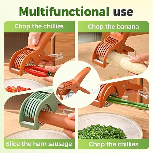 Miniatura 8 de Rebanador manual de alimentos, cortador de frutas mejorado 2025 para salchichas de plátano, pepinos, fresas, cortador de uva, artículos esenciales