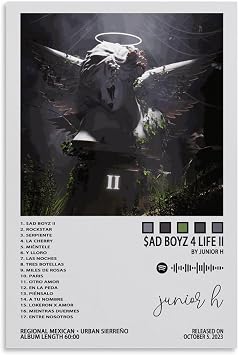 PIPIZA Junior H Poster $ad Boyz 4 Life II Album Music Art Poster for Room Aesthetic Canvas Wall Art for Teens Room Decor24x36inch60x90cm