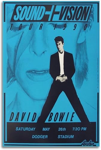 SCOOVY Póster de música vintage de David Bowie de rock, pintura decorativa, lienzo, pósteres de pared e impresión artística moderna para decoración