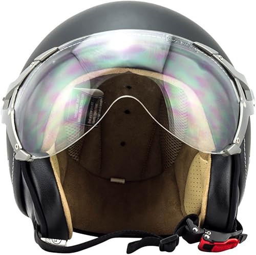 Vista 4 de NTNK N325 Mono · Casco de cara abierta · Motocicleta Half-Face Jet Pilot Motor-Bike Scooter Biker Retro Chopper Cruiser Vintage Bobber · Aprobado