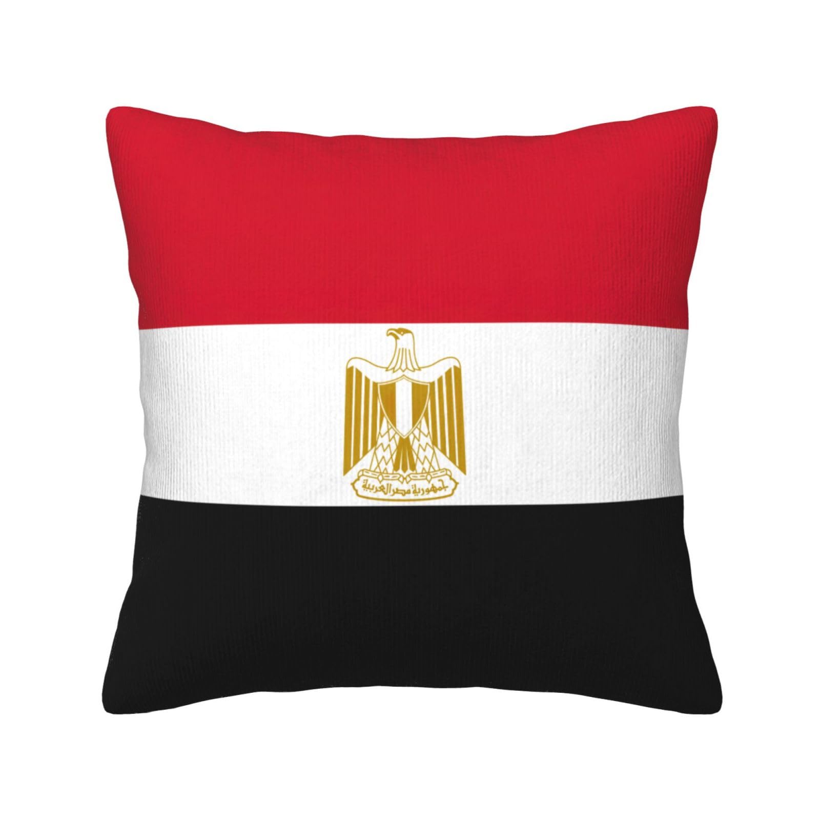 Housse de coussin en velours côtelé avec drapeau égyptien imprimé pour un salon chic