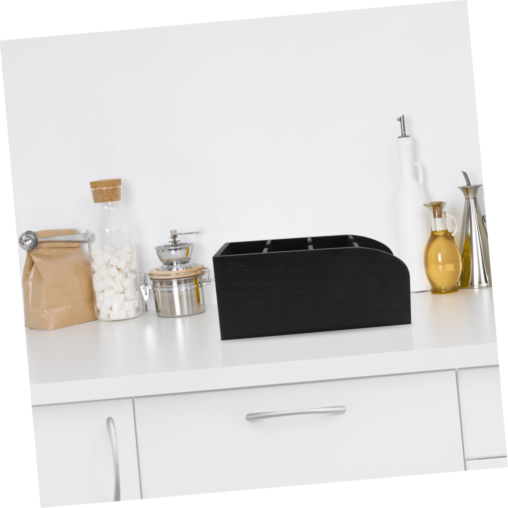 Organizador de Bolsitas de Té de Madera Negro para Mostrador | Despensa y Armario de Cocina, Diseño Ahorra Espacio, Construcción Robusta, Estilo Elegante