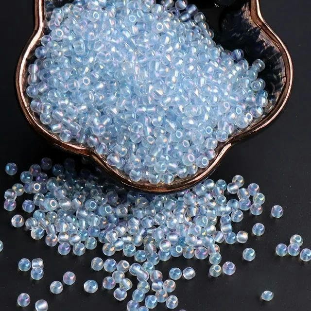 ORGEFY Perles rondes en verre teintées, Couleurs Uniformes à l'intérieur, 2/3/4 mm, pour la Fabrication de Bijoux et de Bracelets, Accessoires - DK14, Bleu Ciel, 3 mm, 10 g, 330 pièces