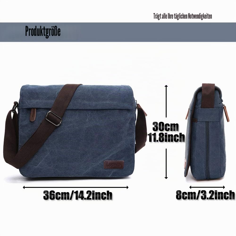 LOSMILE Herren Umhängetaschen, Leinwand Schultertaschen, Laptoptasche,Schulranzen, für Schule und Arbeits,für Männer und Frauen.