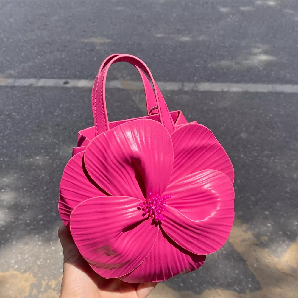 Mini bolso de noche de flores para mujer, bolso de mano de piel sintética con cadena, boda, fiesta, baile de graduación