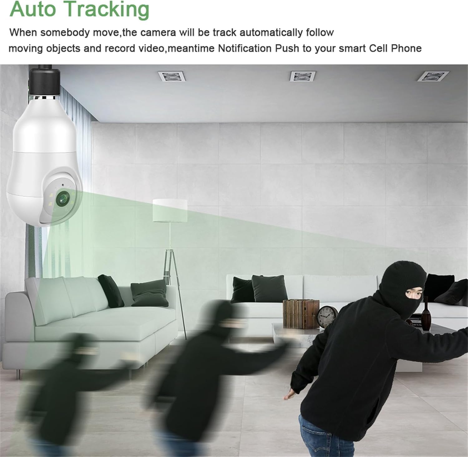Cámaras De Seguridad, Cámara De Bombilla WiFi E27 De 4mp 5g Zoom 5X Ai Seguimiento Automático Humano Seguridad Interior CCTV Vigilancia Ptz Cámara IP, No SD Card
