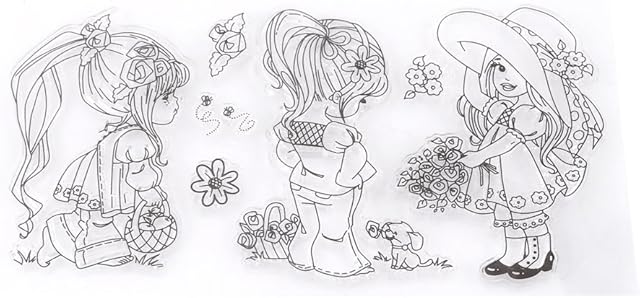 Scrapbook Photo Album Transparent Silicone Rubber Clear Stamps Cartoon Girls for DIY Scrapbooking/Card Making/Kids Fun Decoration Supplies