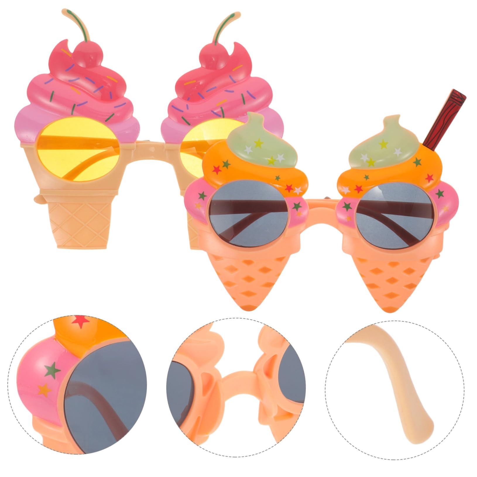 8 Stck. Teiliges Hawaii Party Brillen Eiscreme Design Lustige Brille Fotorequisite Leichtes Kunststoff Accessoire für Strand Karneval Festival Erwachsene