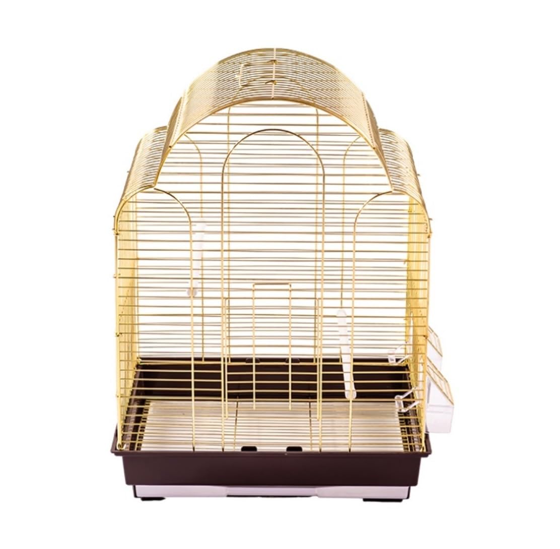 Vogelkäfig Wellensittich Metall-Vogelkäfig, Reiseträgerkäfig Mit Tablett, Papageien-Reisevogelkäfig Für Nymphensittiche, Sittiche Vogel Käfig(Gold)