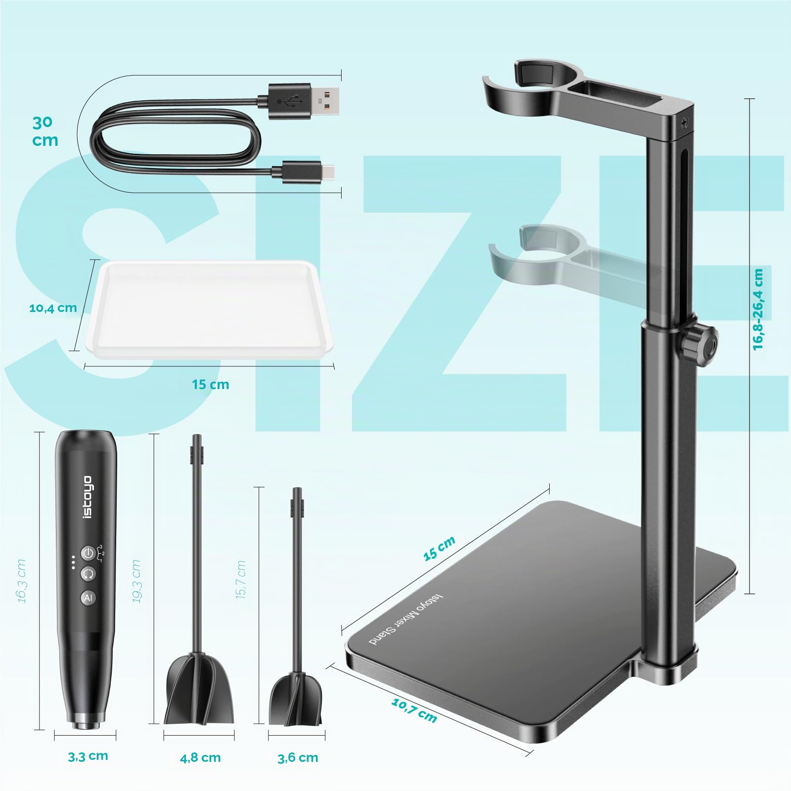 ISTOYO Rechargeable Mélangeur de résine Ultra, Mélangeur époxy de Contrôle à 3 Vitesses Amélioré avec Mode AI, pour Moules en Résine, Fournitures, Bricolage