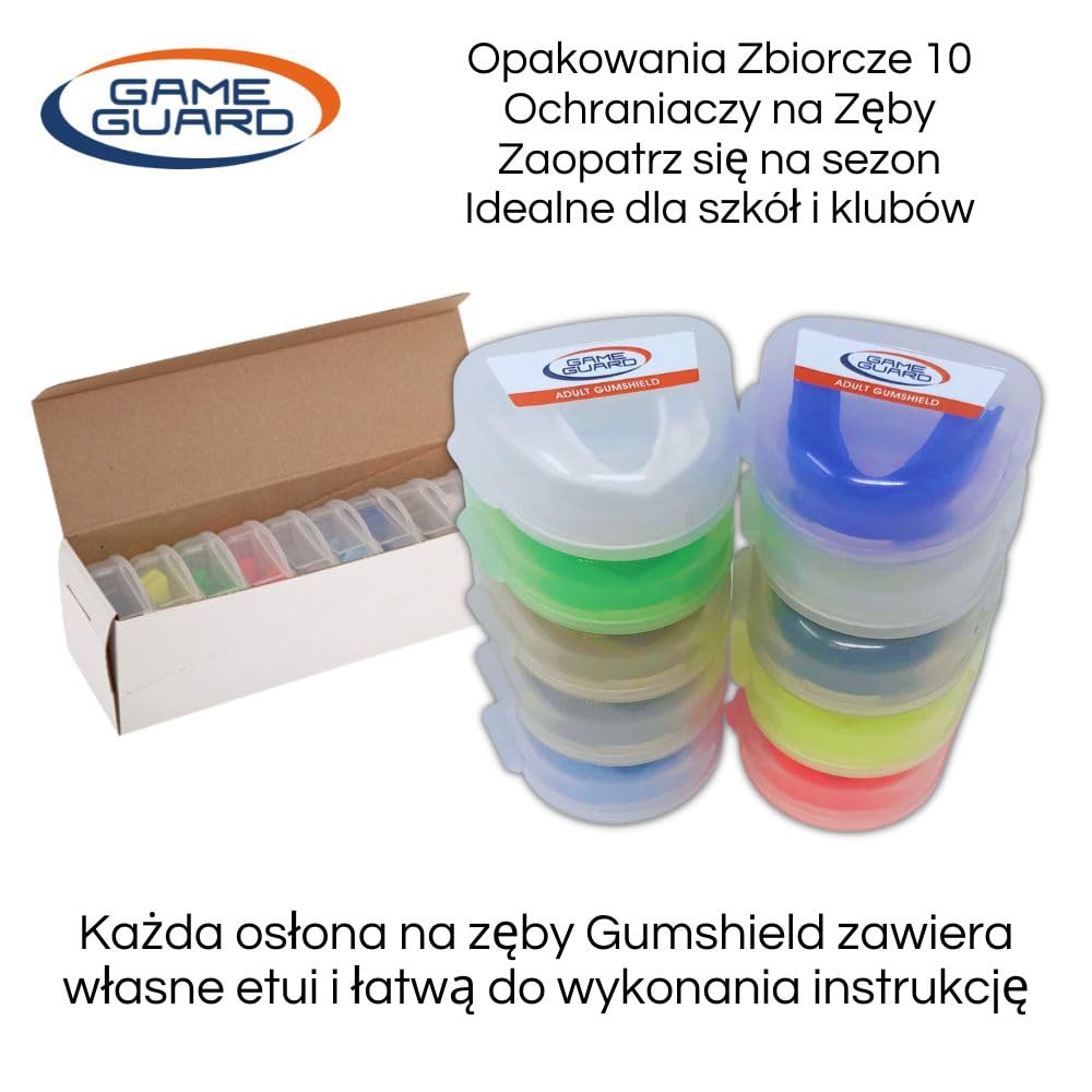 GAME GUARD 1 x Ochraniacz na zęby - Formowalne ochraniacze na zęby/ochraniacze na dziąsła - Zatwierdzone przez CE, Sporty szkolne, Rugby, Hokej, Boks, GAA, Sztuki walki (SENIOR - BIAŁY)